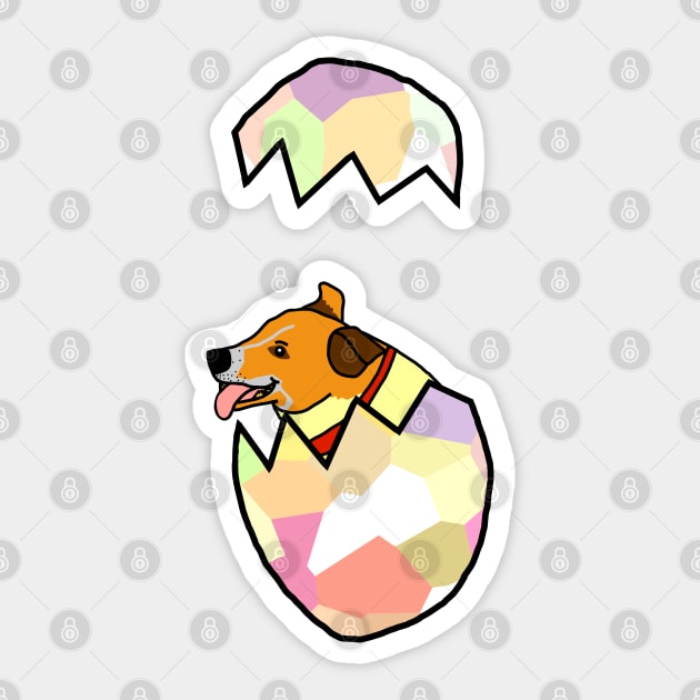 Jack Russell Puppy Popping out of Funny Easter Egg Sticker by ellenhenryart